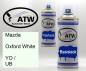 Preview: Mazda, Oxford White, YO / UB: 400ml Sprühdose + 400ml Klarlack - Set, von ATW Autoteile West.